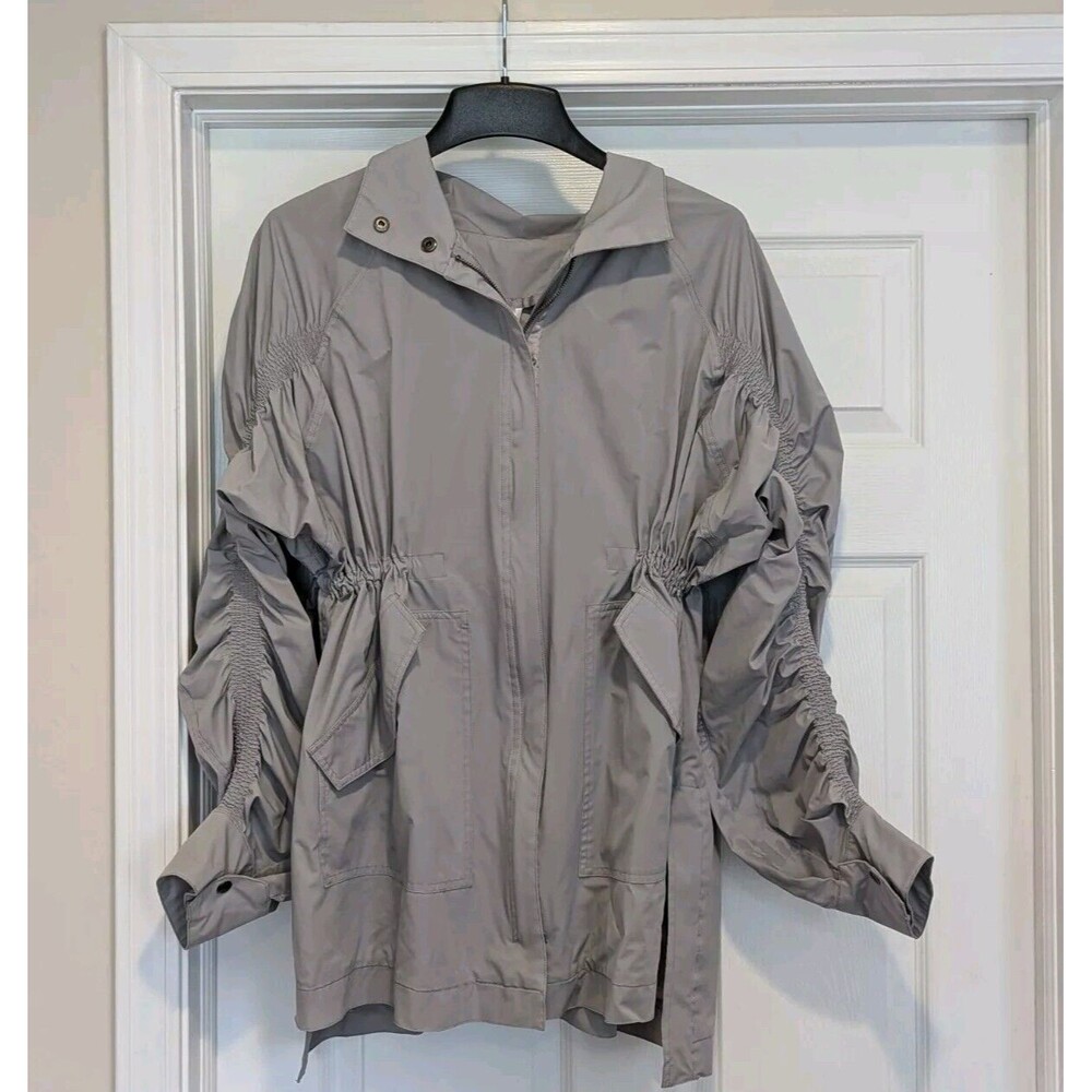 Fabletics Size Medium Gray Giana Jacket Oversized Fall Coat Detachable Hood (s6)